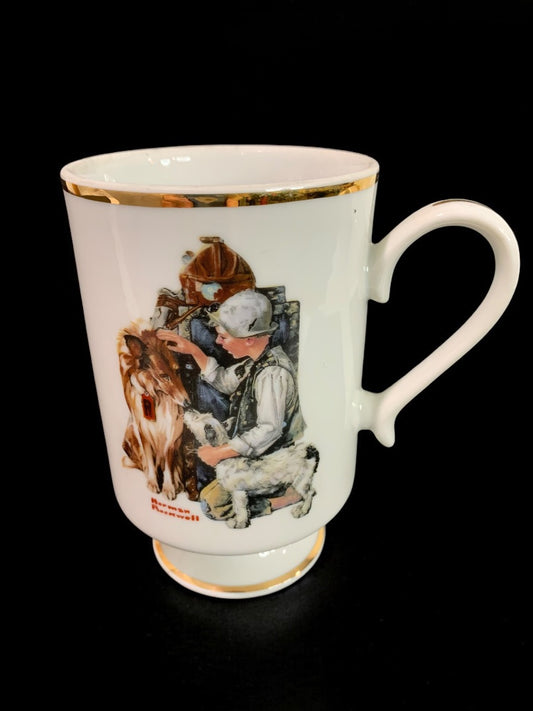 1981 Norman Rockwell Porcelain Pedestal Mug "Making Friends" The Danbury Mint