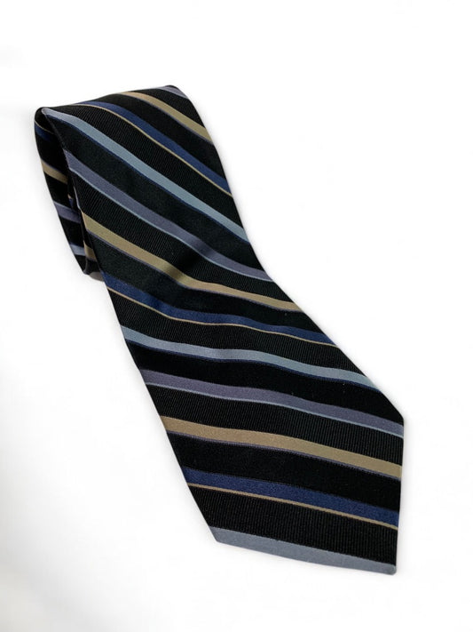 Calvin Klein Mens Silk 61 Inch Necktie Tie Navy Blue Diagonal Stripe