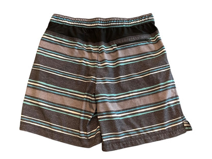 Large Speedo Striped Board Shorts Drawstring Gray Blue Mens Swim