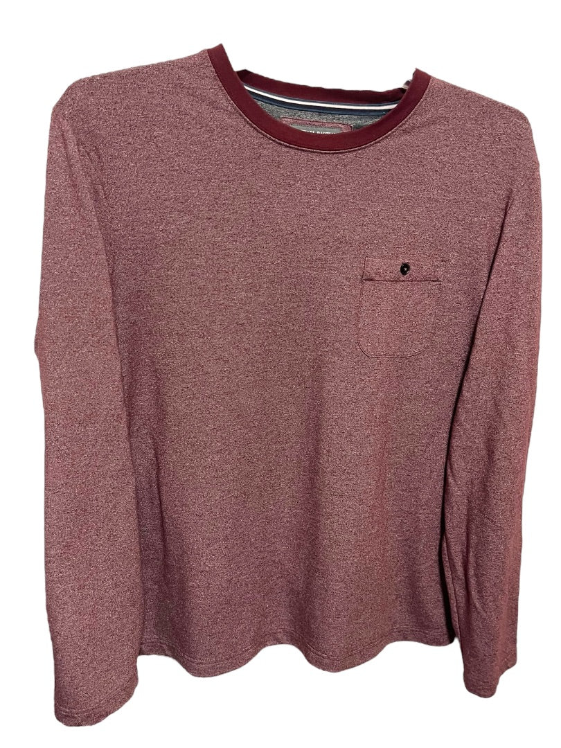 Large Michael Bastian Long Sleeve Pocket Mens Crew Neck Red Heather
