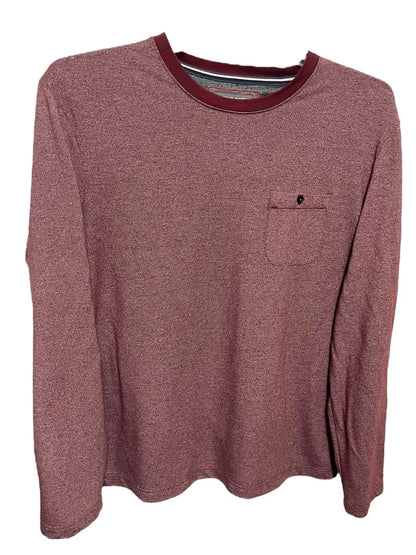 Large Michael Bastian Long Sleeve Pocket Mens Crew Neck Red Heather