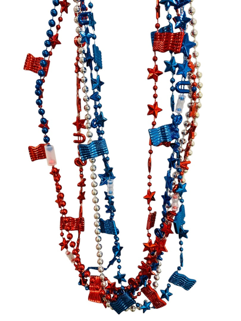 Claires New Set of 6 Overhead Necklaces Patriotic USA Flag Star
