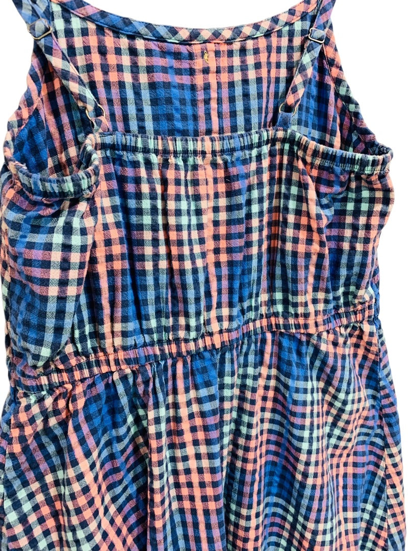 Large (10/12) So Girls Checked Sudress Blue Pink Ruffle Hem