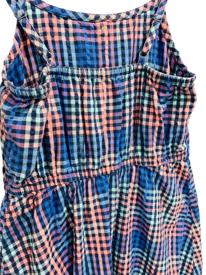 Large (10/12) So Girls Checked Sudress Blue Pink Ruffle Hem