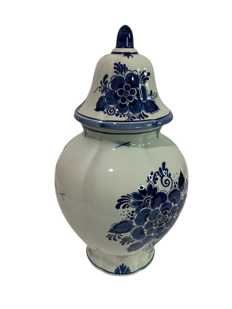 Blauw Delft by Distel Large Ginger Jar with Lid 11.5 Inches High Vintage