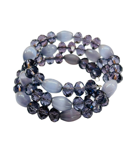 Adjustable Wire Wrap Bracelet Purple Lavender Beaded