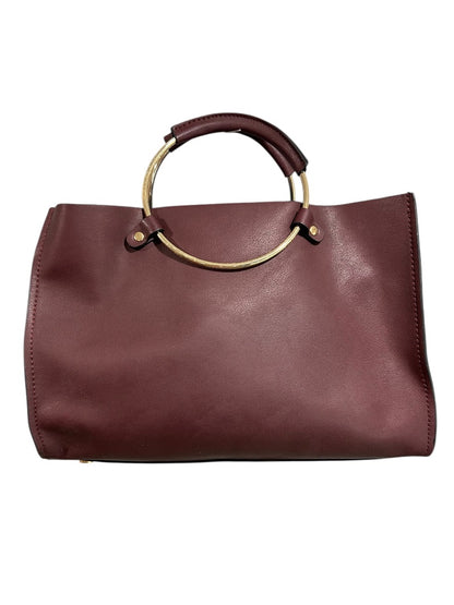Vegan Leather Merlot Satchel Detachable Shoulder Strap Goldtone Hardware