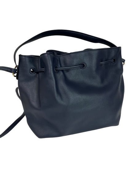 Talbots Blue Suede Drawstring Bucket Bag Purse Top Handle and Strap
