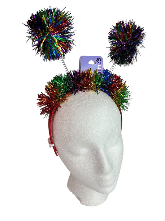 Claires New Bopper Rainbow Headband Pom Poms Tinsel