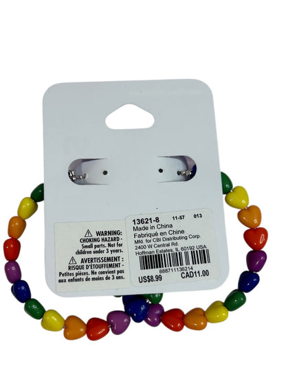 Claires New Heart Rainbow Hoop Earrings Leverback Pierced 2 Incch