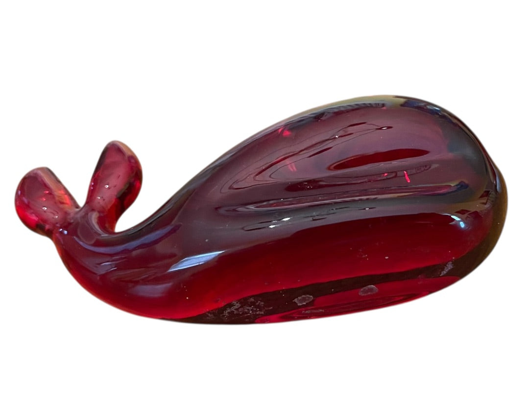 Vintage Rainbow Hand Blown Glass Whale Red Huntington West Virginia Sticker