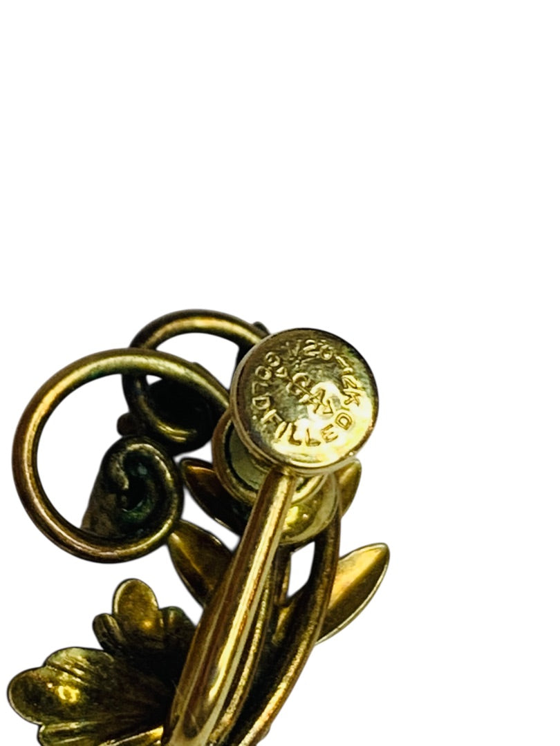 Vintage Screw Back Non-Pierced Earrings Gold Filled Leaf Flower Goldtone .9 Inch