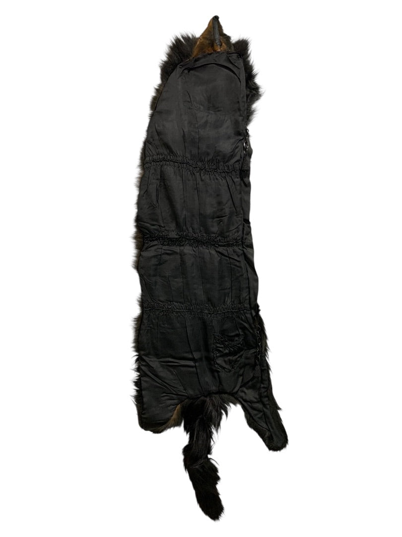 1950s Head to Tail Mink Stole Face Dark Brown Pocket Closure 48 Inch