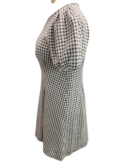 Size 4P Loft Petites Knit Dress Back Zip Gray White Gingham Check