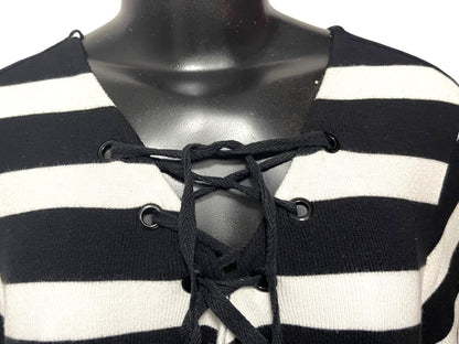 3X INC International Concepts Striped Short Sleeve Womens Top Shirt