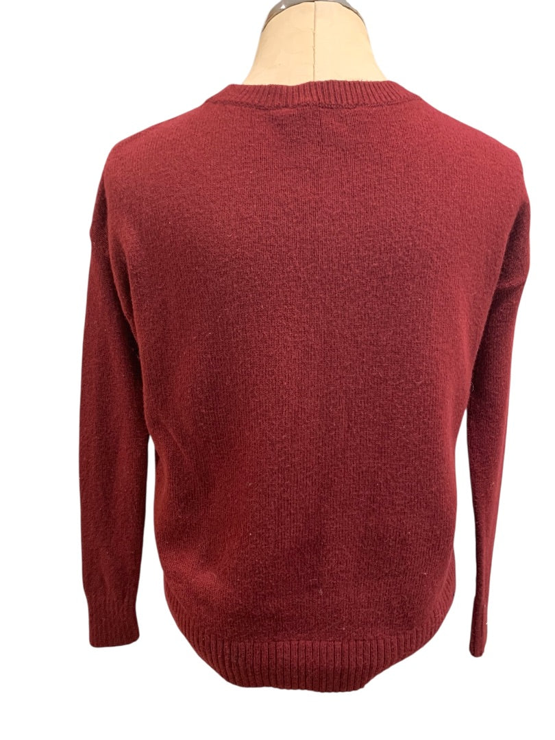XS Loft Womens Burgundy Sweater Crewneck Wool Blend