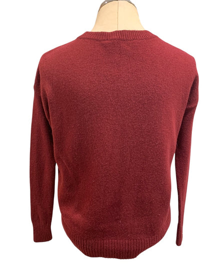 XS Loft Womens Burgundy Sweater Crewneck Wool Blend