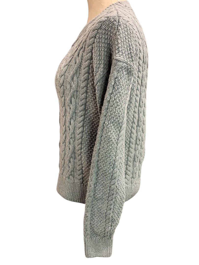 XS Abercrombie & Fitch Womens Cable Knit Gray Pullover Sweater Heavy