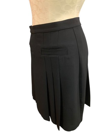 Size 4P Loft Petites Womens Black Skirt Back Zip Pleated
