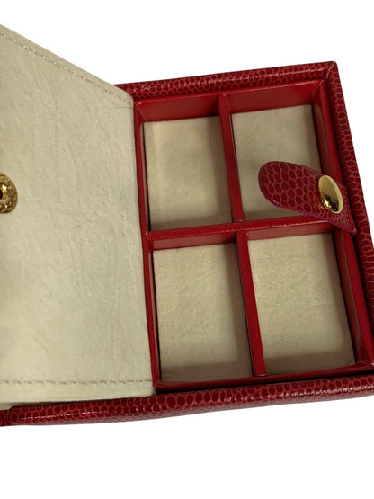 Small Red Jewelry Travel Box Faux Snakeskin Embossed Hard Shell