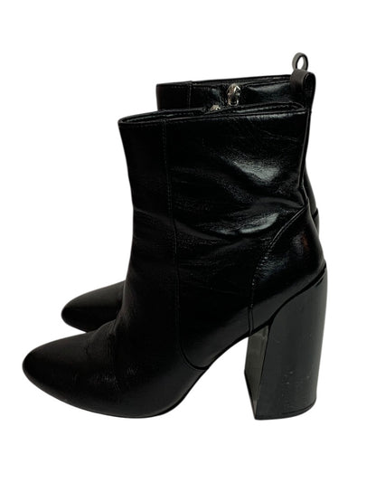 Size 6 Vince Camuto Womens Black Leather Booties 4 Inch Block Heel Enverna