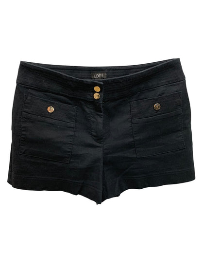 Size 2 Loft Womens Shorts Black Goldtone Button Pockets