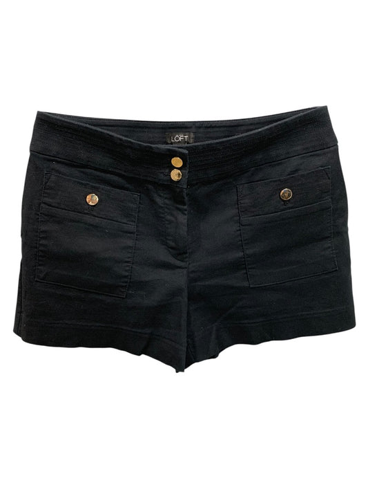 Size 2 Loft Womens Shorts Black Goldtone Button Pockets