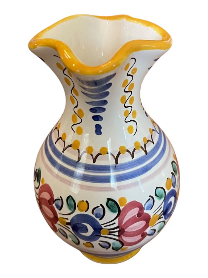 Modra Slov Ludova Majolika Handpainted Small 4" Floral Bud Vase C-104-02
