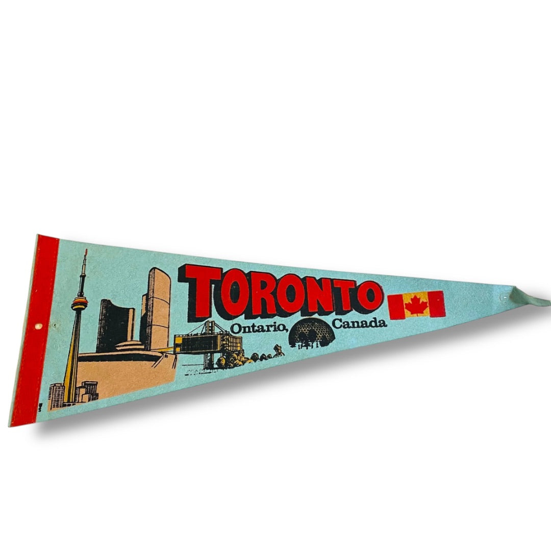 Vintage 18 Inch Toronto Ontario Canada Pennant Souvenir Felt Flag