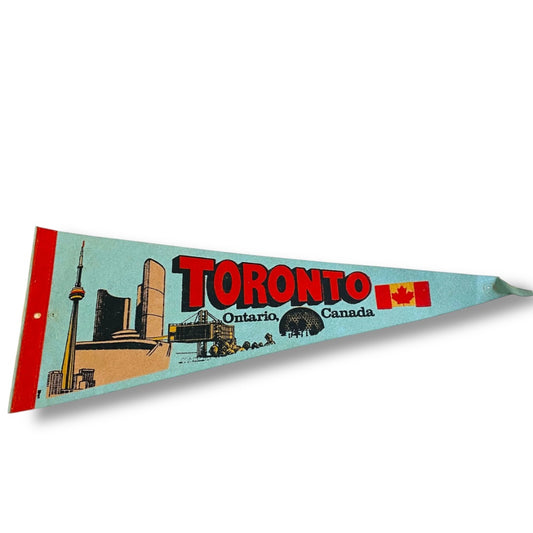 Vintage 18 Inch Toronto Ontario Canada Pennant Souvenir Felt Flag