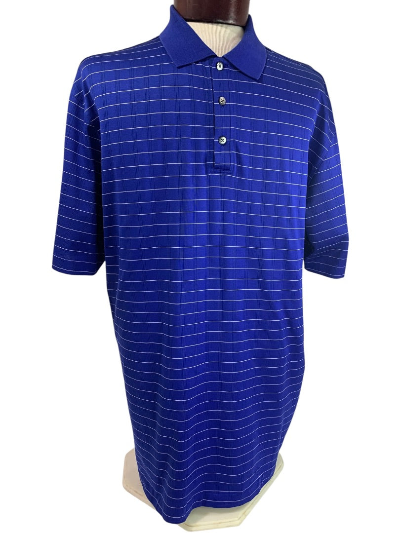 XL Nike Mens Tiger Woods Collection Blue Striped Golf Polo Shirt