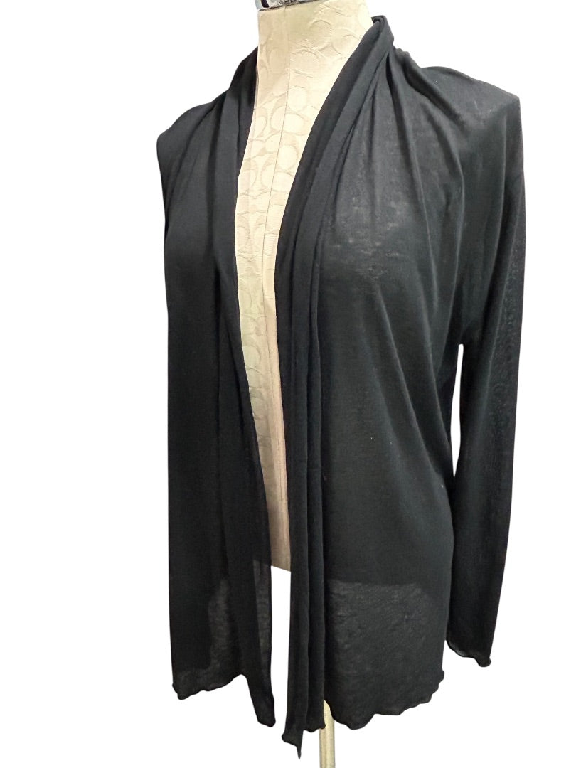 Medium BCBG Max Azria Black Lightweight Knit Open Cardigan Shirt