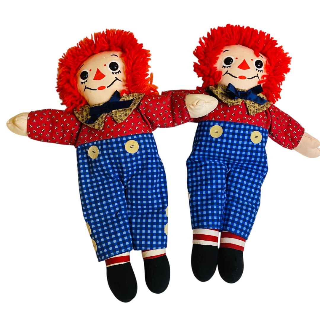 1996 Pair of Commemorative Raggedy Andy Rag Dolls Hasbro 12"
