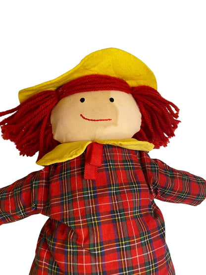 1994 Madeline by Eden Cloth Rag Doll 14" Red Plaid Dress