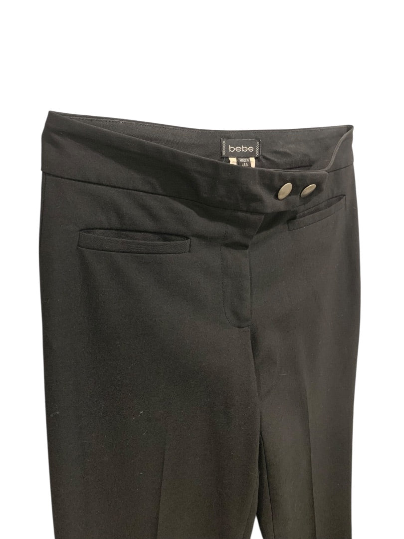 Size 0 bebe Womens Black Dress Pants Snap Calf Detail