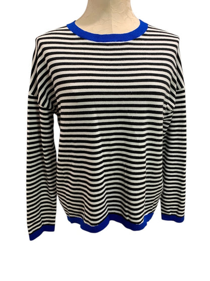 Small Zesica Womens Soft Pullover Sweater Black White Blue