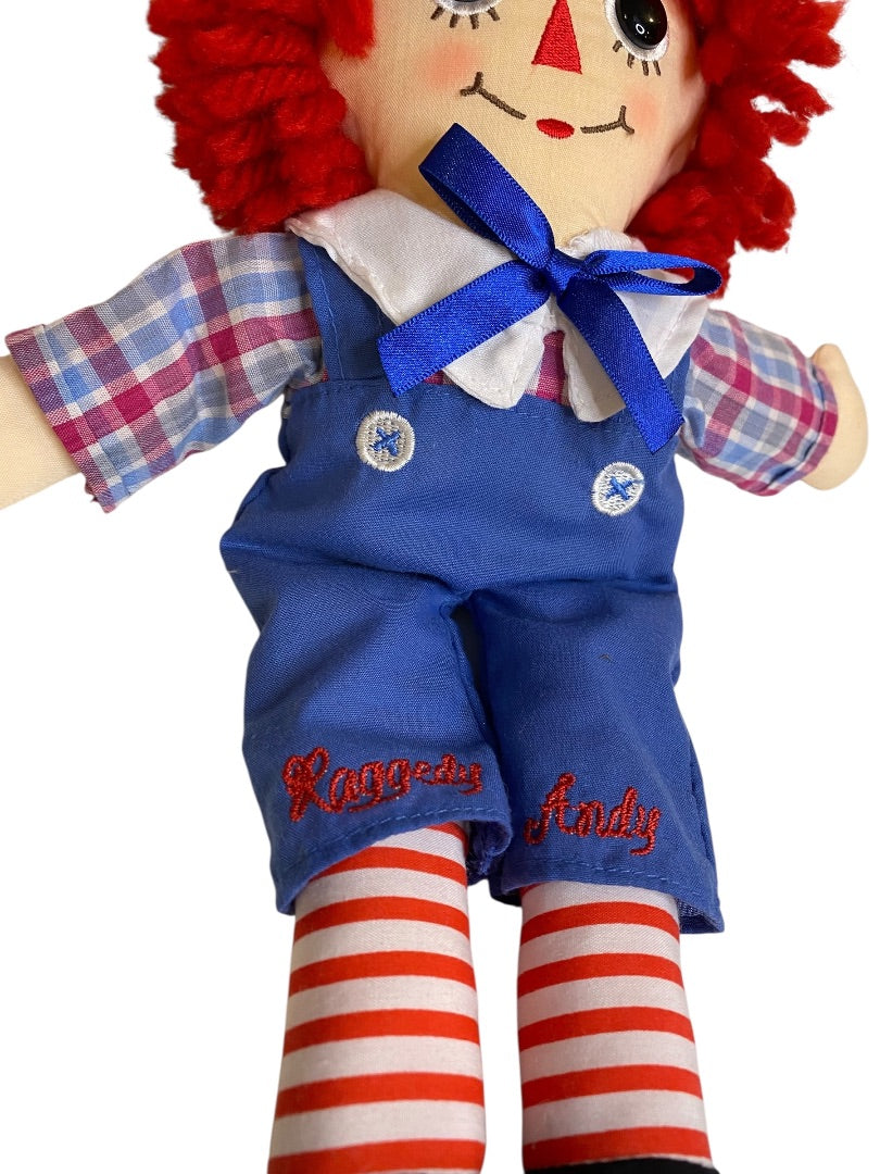 Vintage Raggedy Andy Rag Doll 12" Button Eyes Embroidered Face