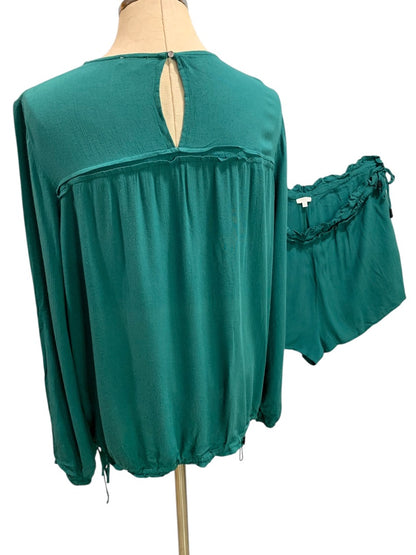 Large Tavik+ Womens Lounge Set Shorts Shirt Emerald Green