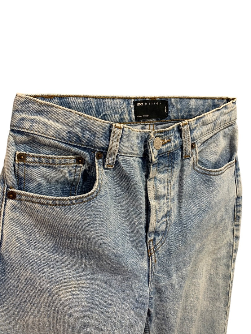 Size 25 Asos Buttonfly Womens Acid Wash Retro Jeans Denim Straight Leg
