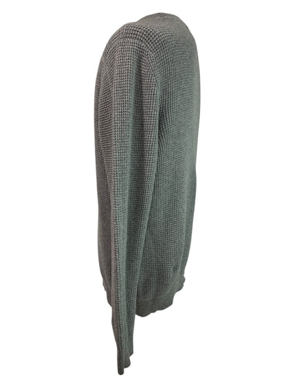 Large Lucky Brand Mens Waffle Knit Sweater Gray Crewneck