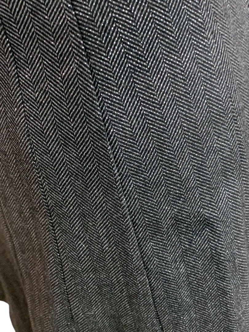 Size 2P Loft Petites Black Silver Herringbone A-Line Skirt