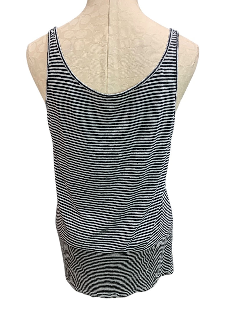 Large Eileen Fisher Womens Scoop Neck Tank Top Black White Stripe