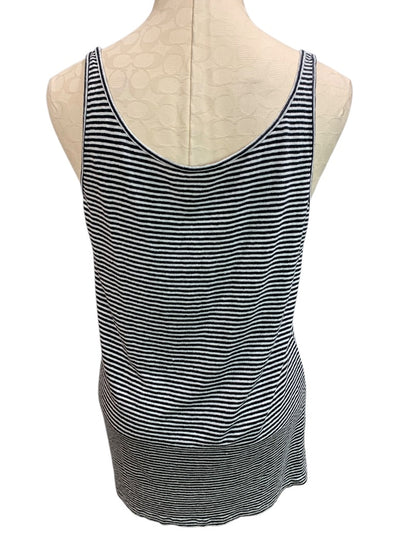 Large Eileen Fisher Womens Scoop Neck Tank Top Black White Stripe