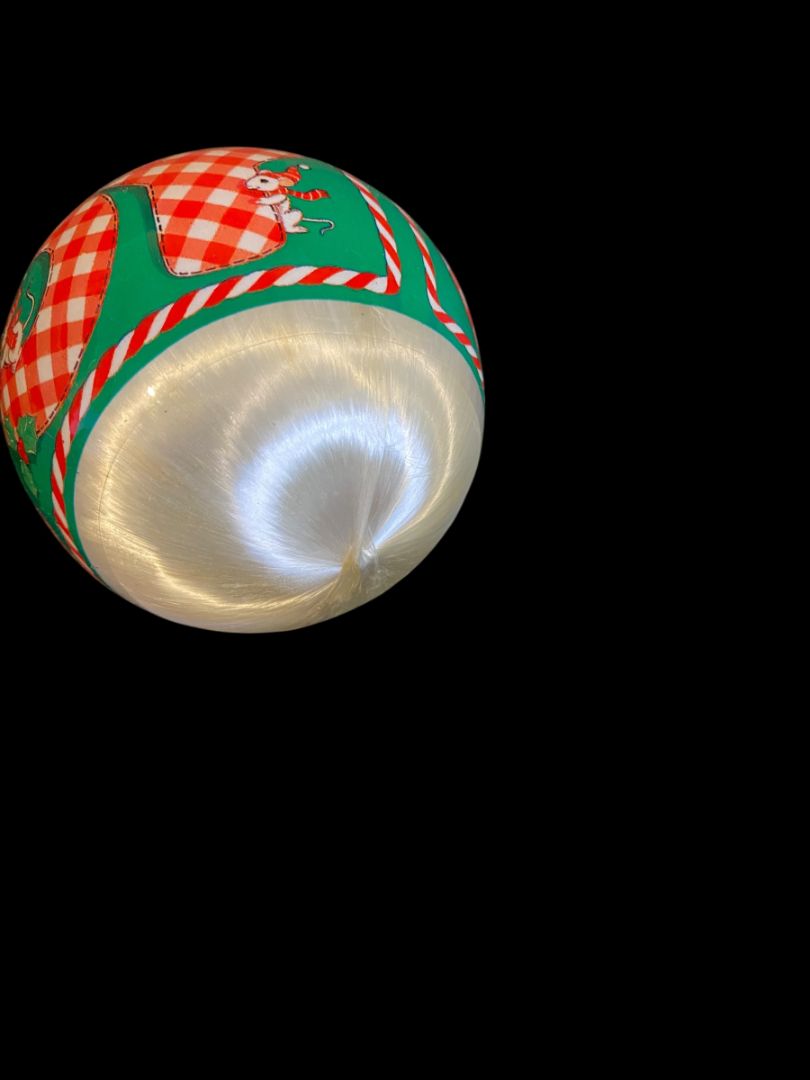 Vintage Satin Spun Christmas Ball Ornament Joy Mice 2.8" Diameter