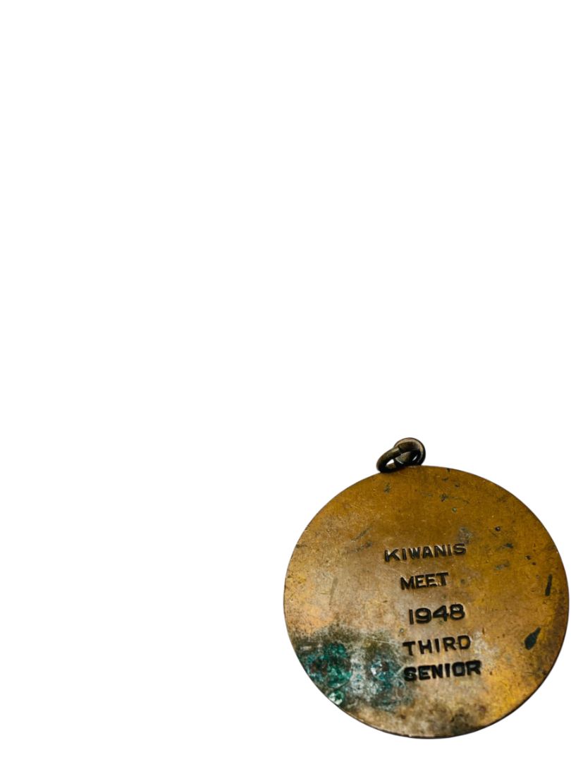 1948 Kiwanis Meet Third Senior Medallion Charm Medal 1.5" Diameter