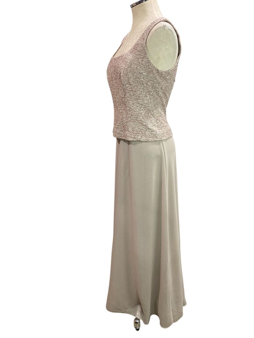 Size 8 Alex Evenings Taupe Sleeveless Dress with Jacket Full Length