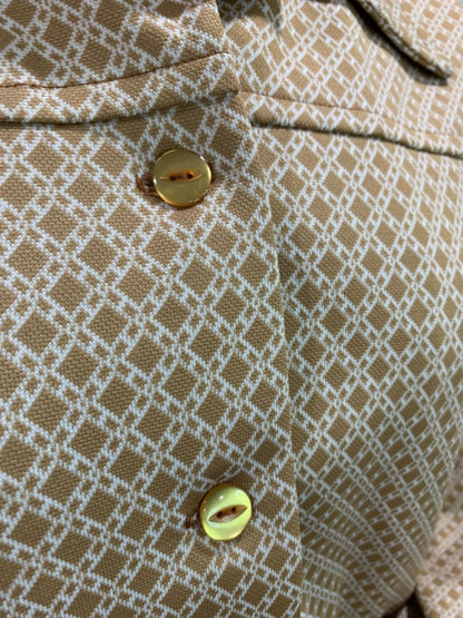 1970s Womens Polyester Button Up Jacket Shirt Pockets Handmade Medium