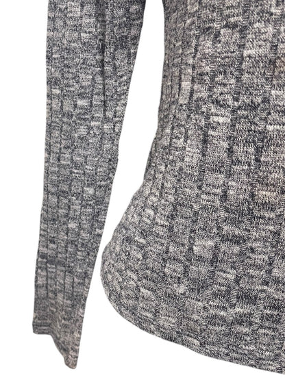 Medium Ultra Flirt Ribbed Fitted Womens Top Marled Purple Scoop Neck