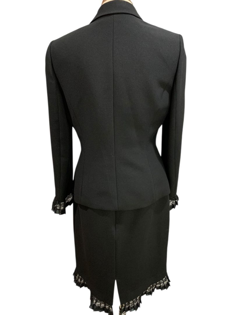 Size 6 Tahari Womens Black Skirt Suit Jacket Arthur S Levine Lace Trim