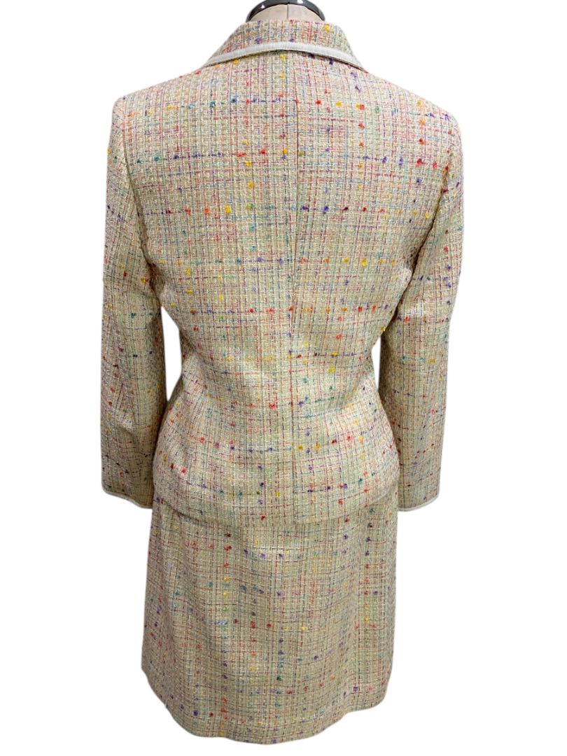 Size 8 Le Suit Womens Tweed Skirt Suit Jacket Grosgrain Trim